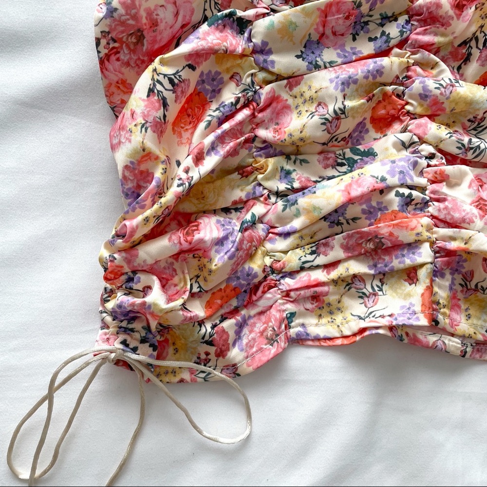 Floral Drawstring Ruched Dress - Picture 11 of 11